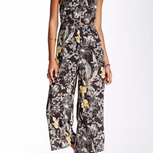 FREE PEOPLE BLACK FLORAL COMBO JUMPSUIT